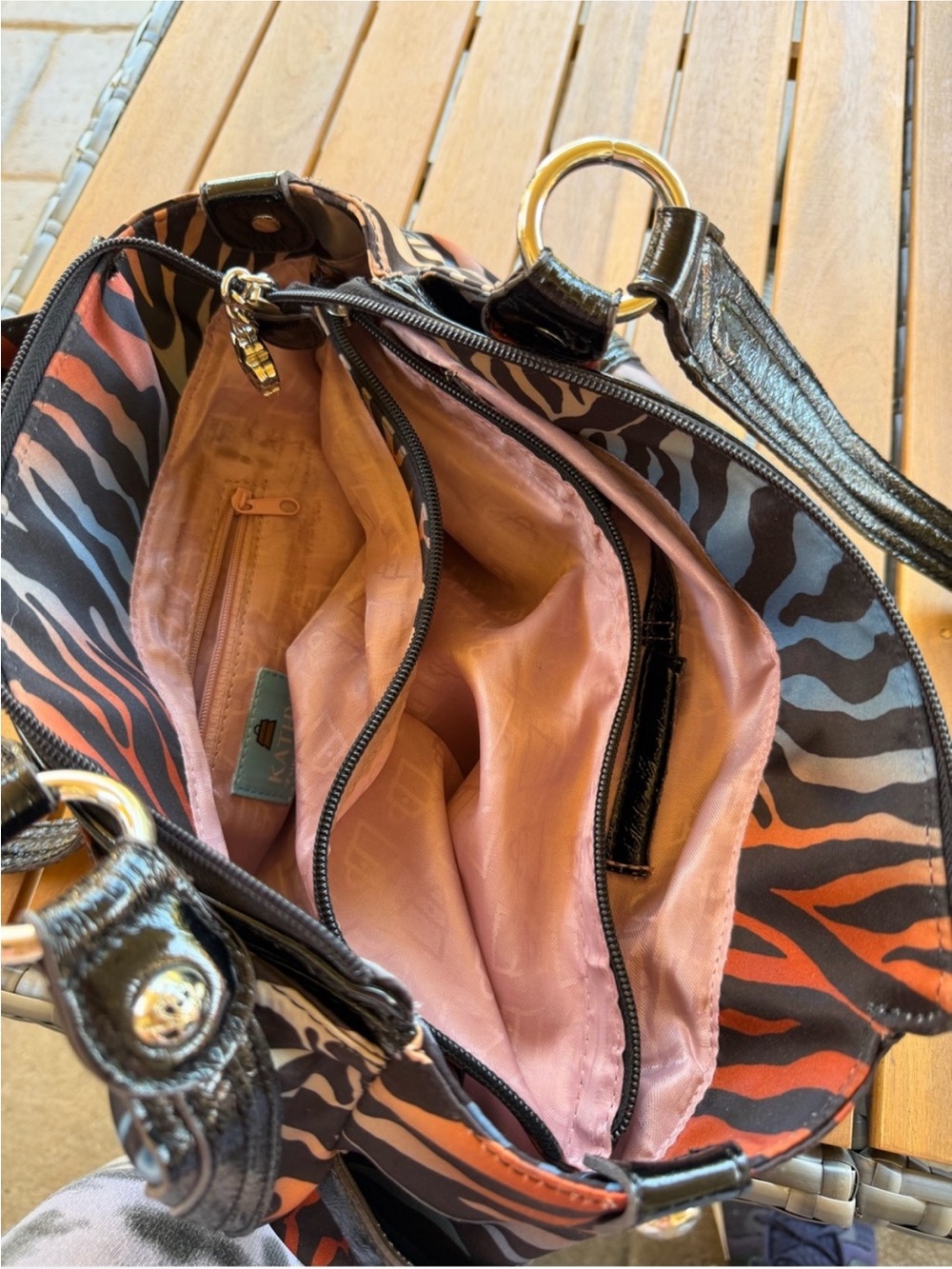 Vintage Y2K Kathy Van Zeeland Rainbow Zebra Rhinestone Shoulder Bag - Picture 5 of 9
